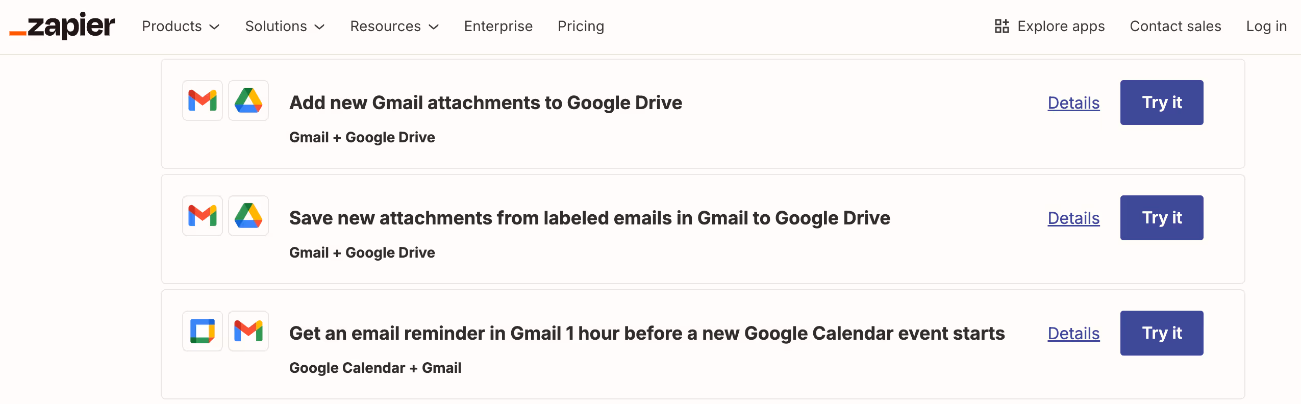Examples of Gmail automation options with Zapier