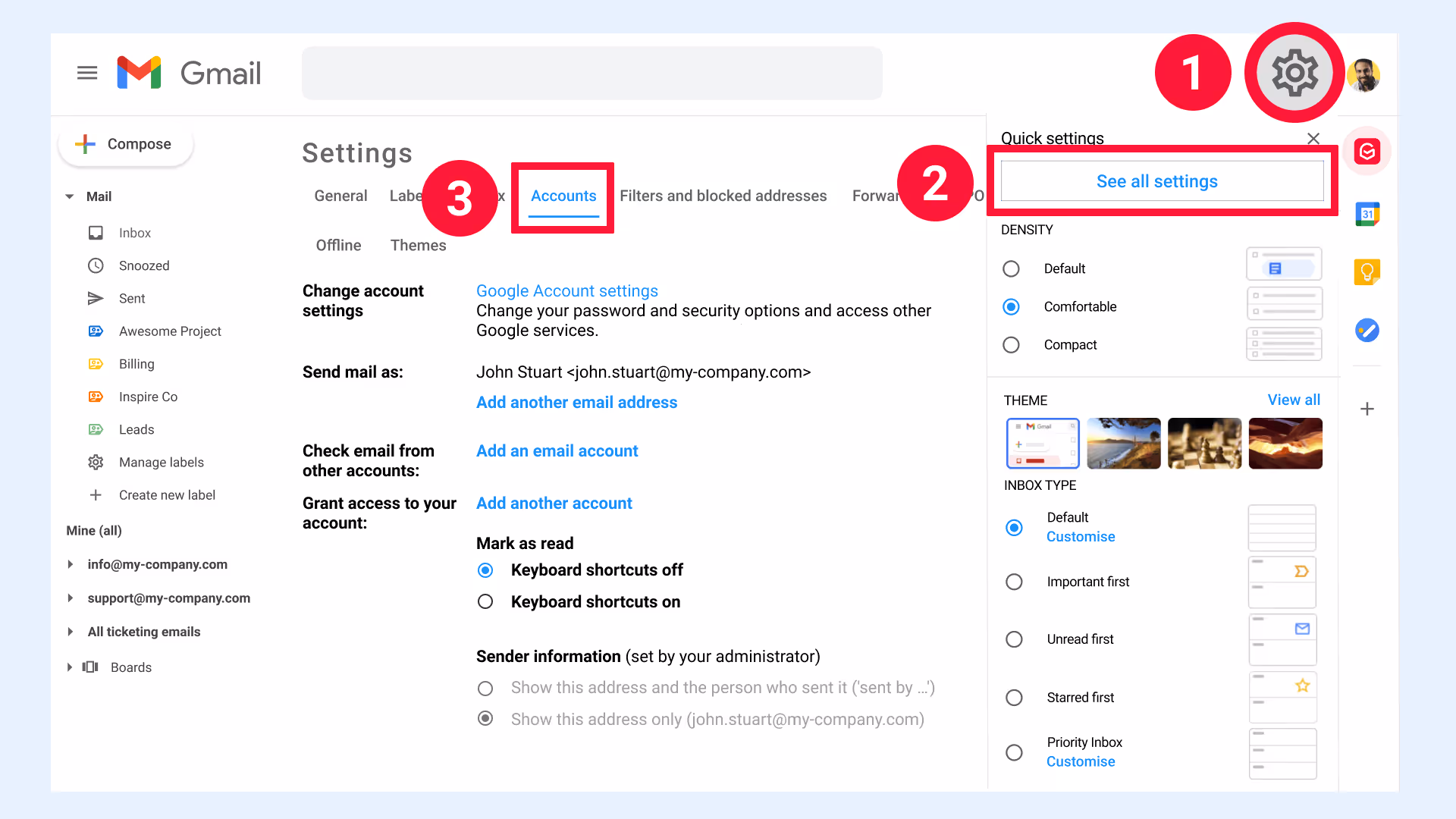 Gmail Accounts settings