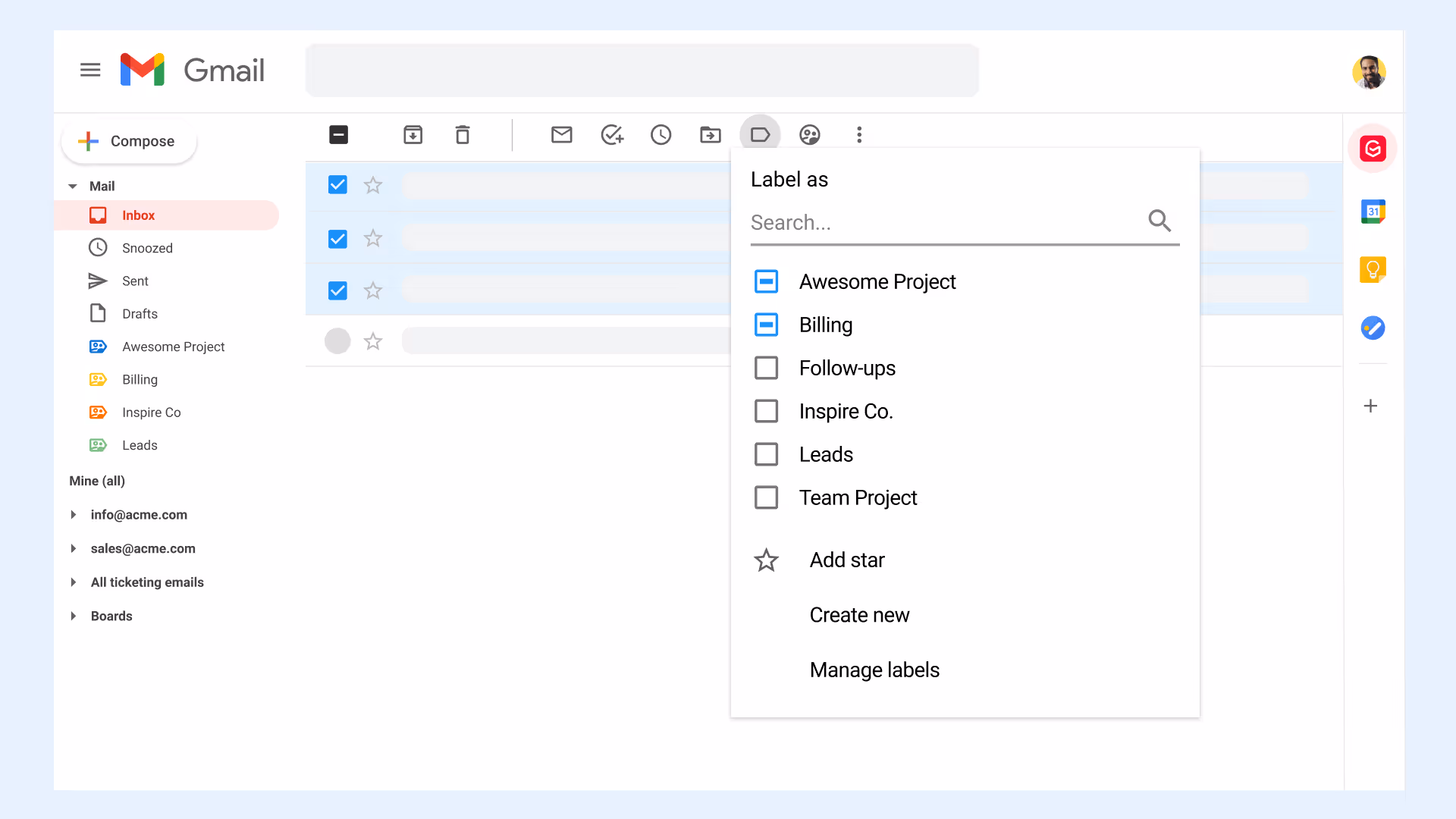 Add or remove labels in bulk