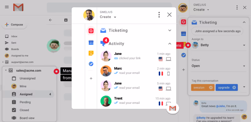 The AI tags “session” and “upgrade” help streamline ticket management by the team