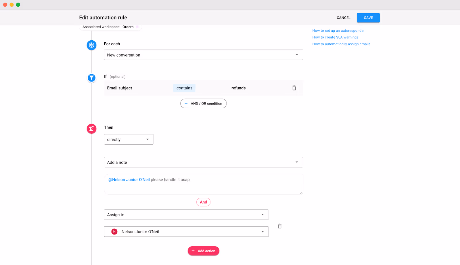 Automating when you send email notes