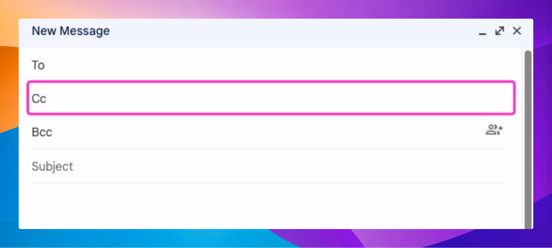 CC in a Gmail compose window