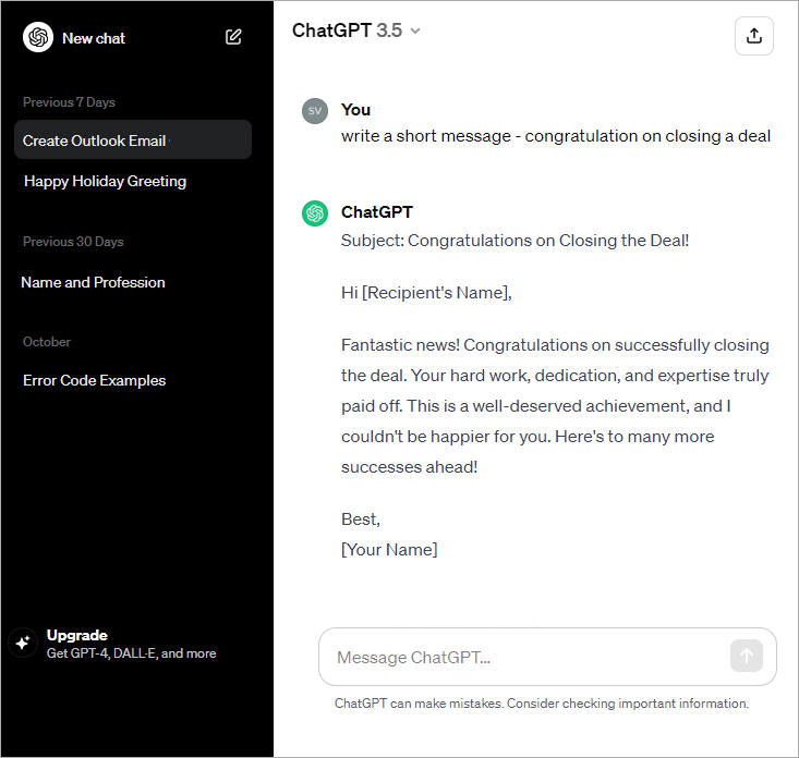 Using ChatGPT to write emails