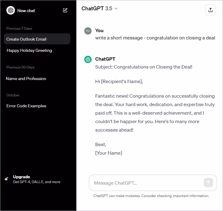 Using ChatGPT to write emails