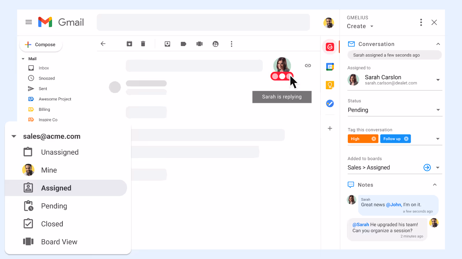 Gmelius interface