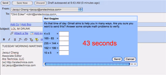 Mail Goggles in Gmail