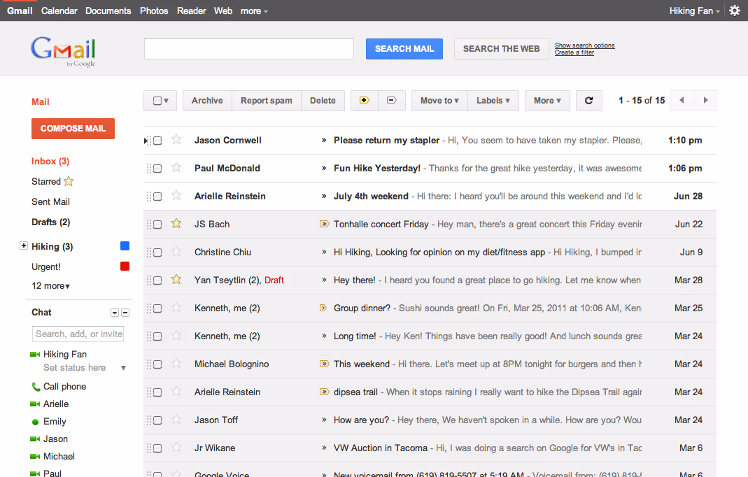 Gmail redesign in 2011