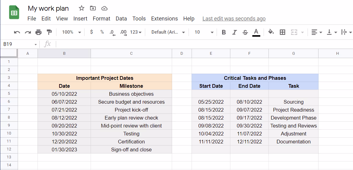 Using Google Sheets as a project management tool