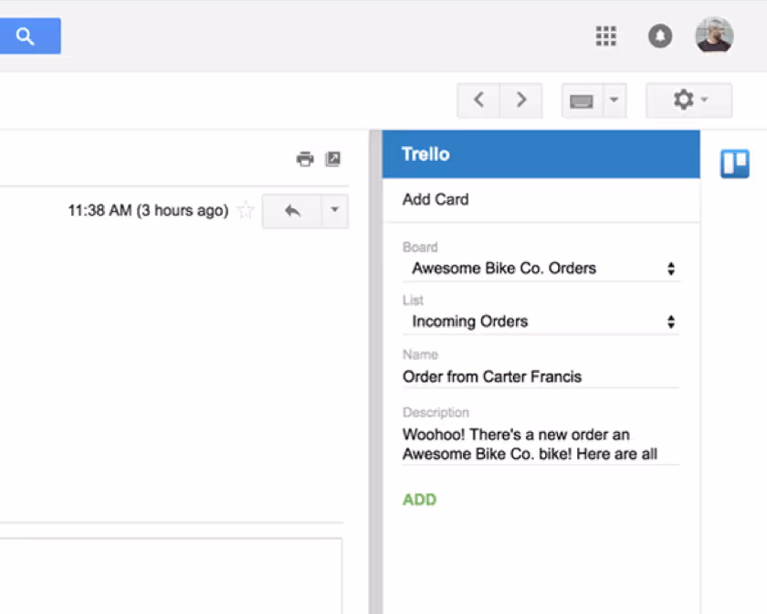 Trello integration with Gmail