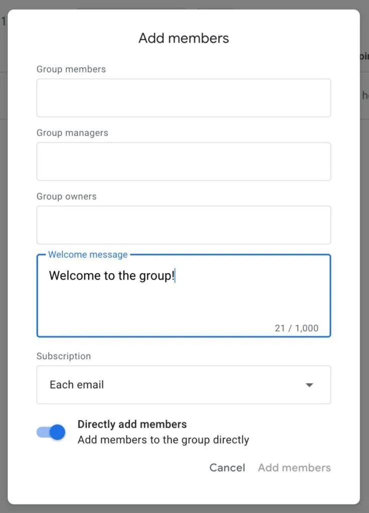 Adding members who will be able to access your Group email in Gmail