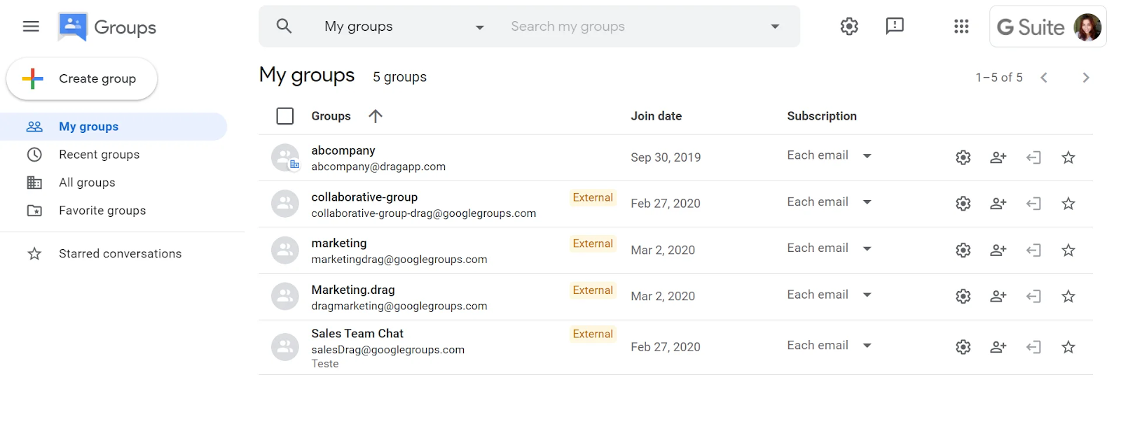 What a group email in Gmail setup looks like