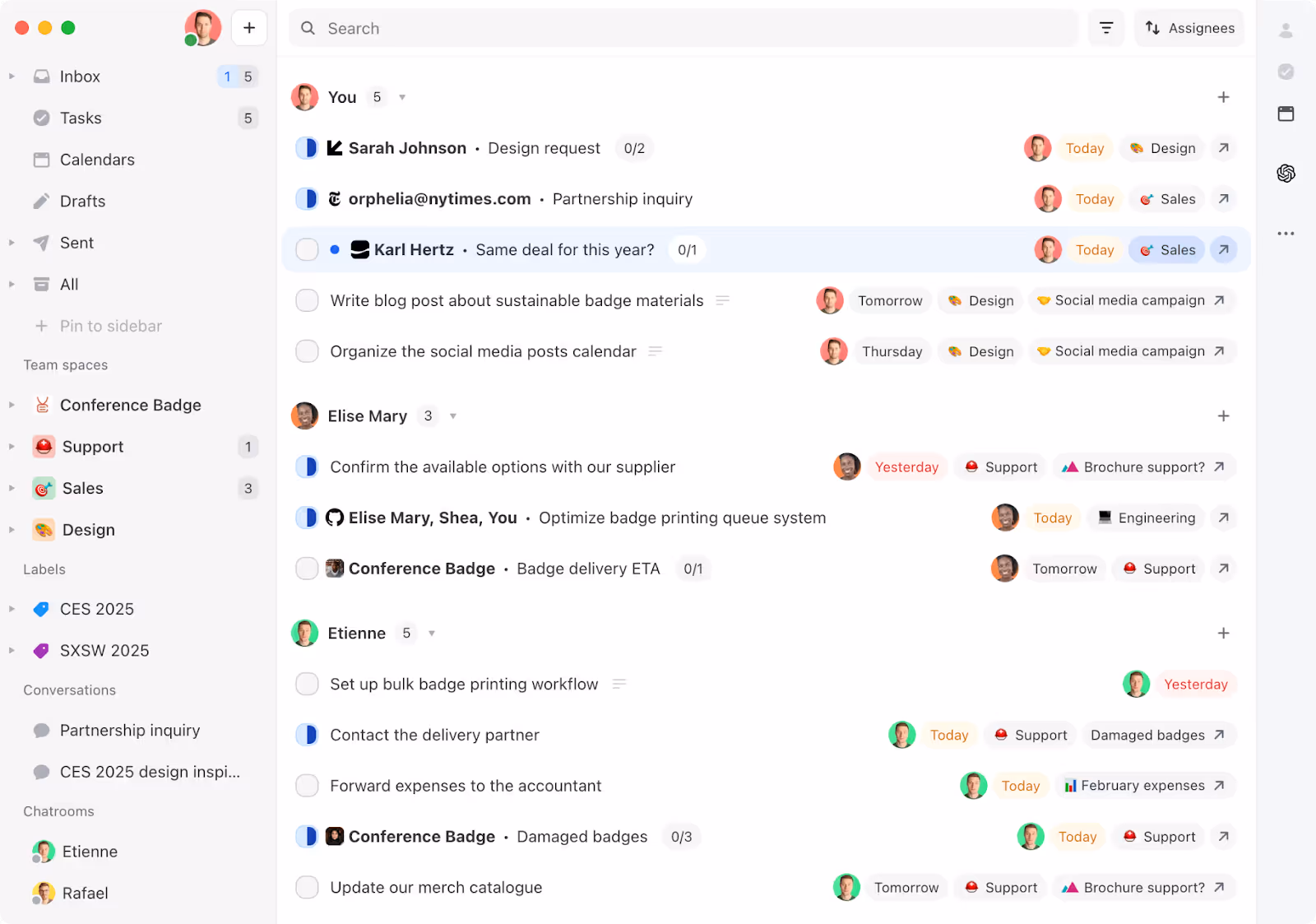 Missive's user interface