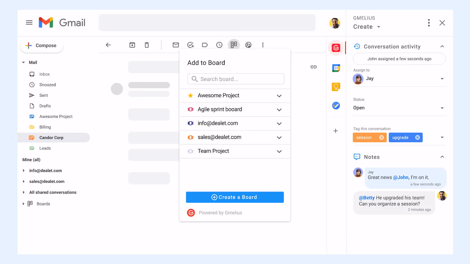 Emails can be directly assigned as "tasks" to be managed and completed