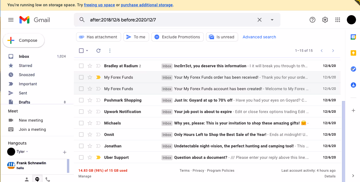 badly managed inboxes have thousands of unread emails - Source