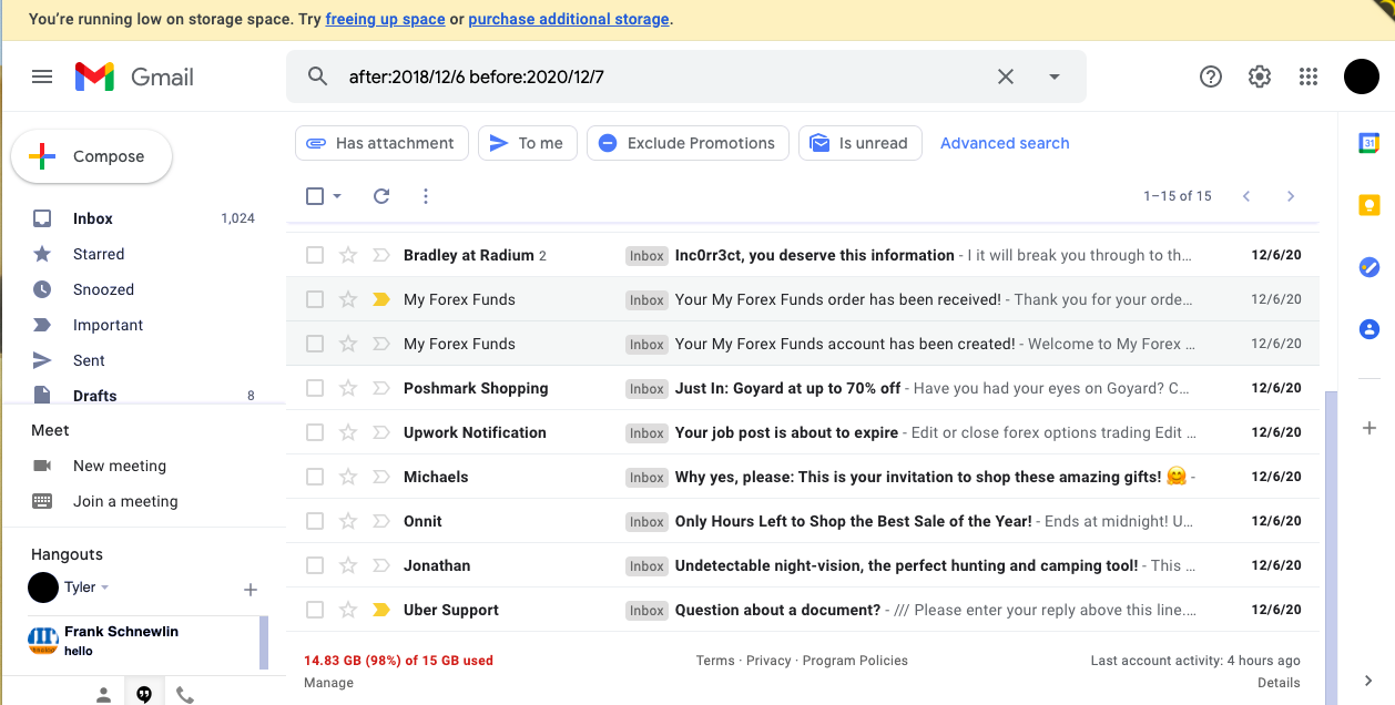 badly managed inboxes have thousands of unread emails - Source