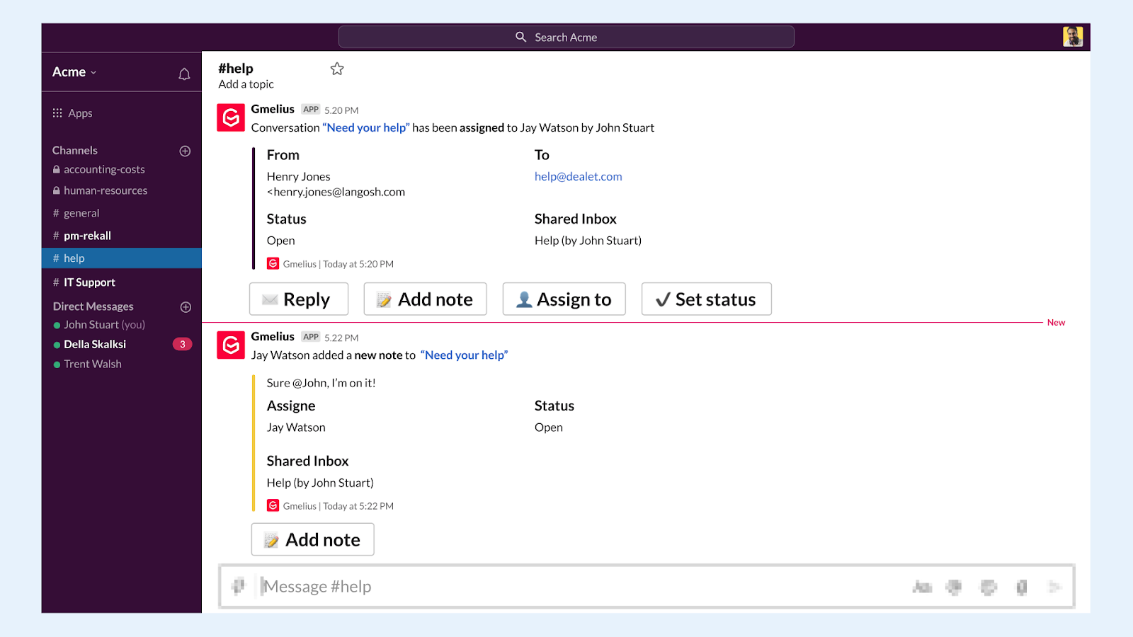 It's possible to manage email straight from a Slack channel