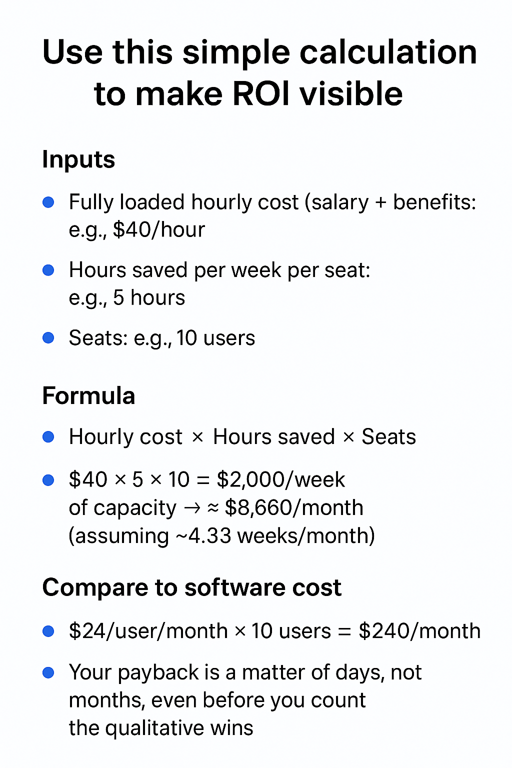 AI Assistant cost vs ROI calculator