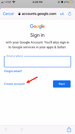 Creating a new Gmail account