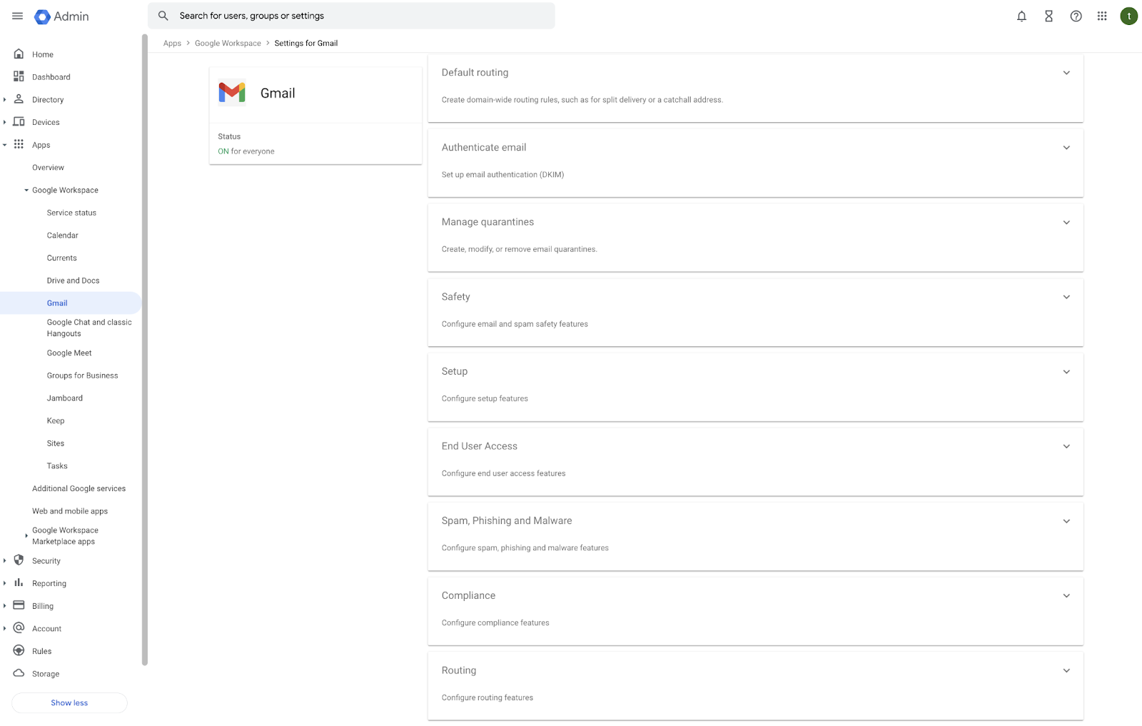 A Workspace account provides additional settings