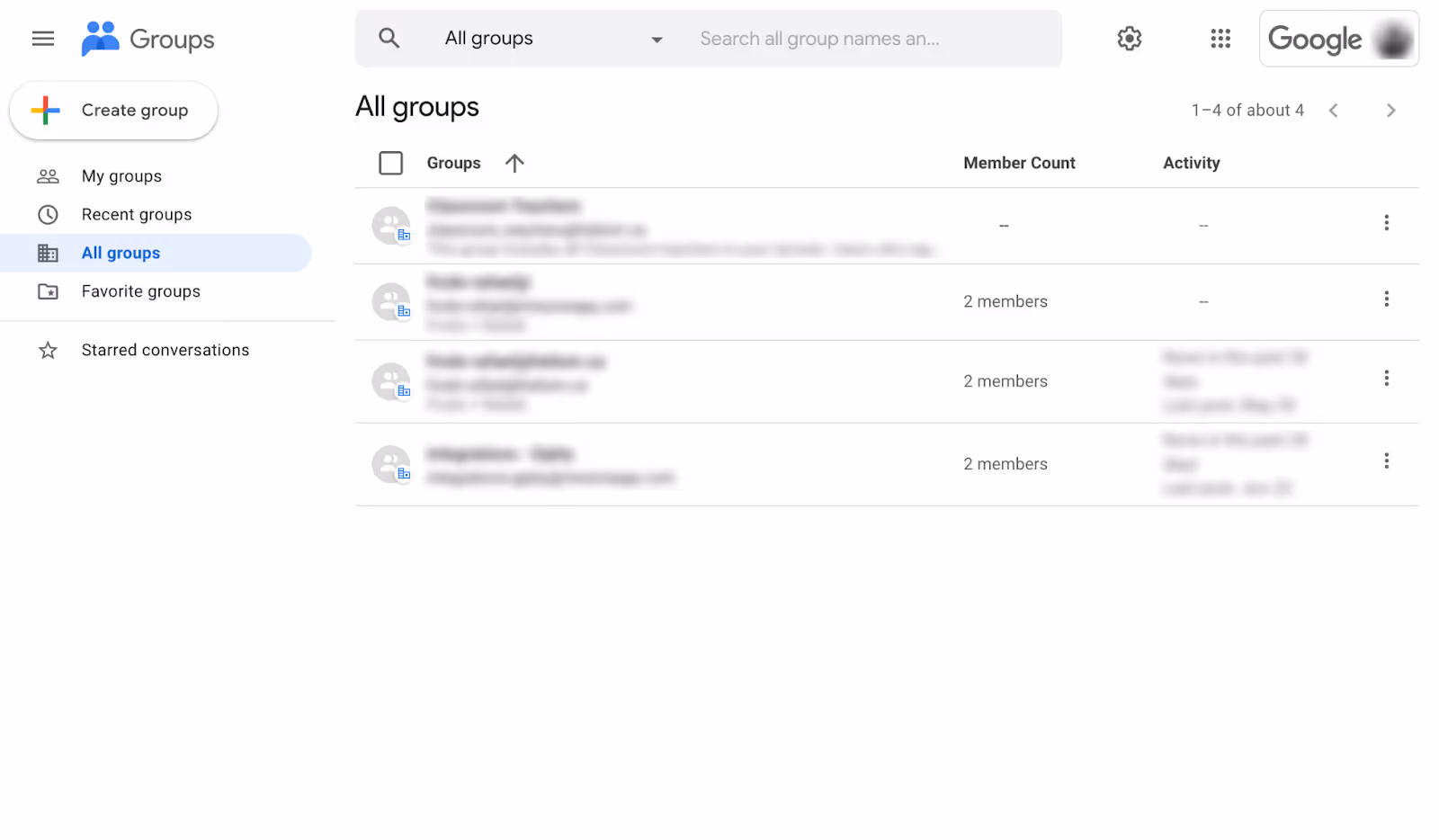 What a Google Group collaborative inbox looks like