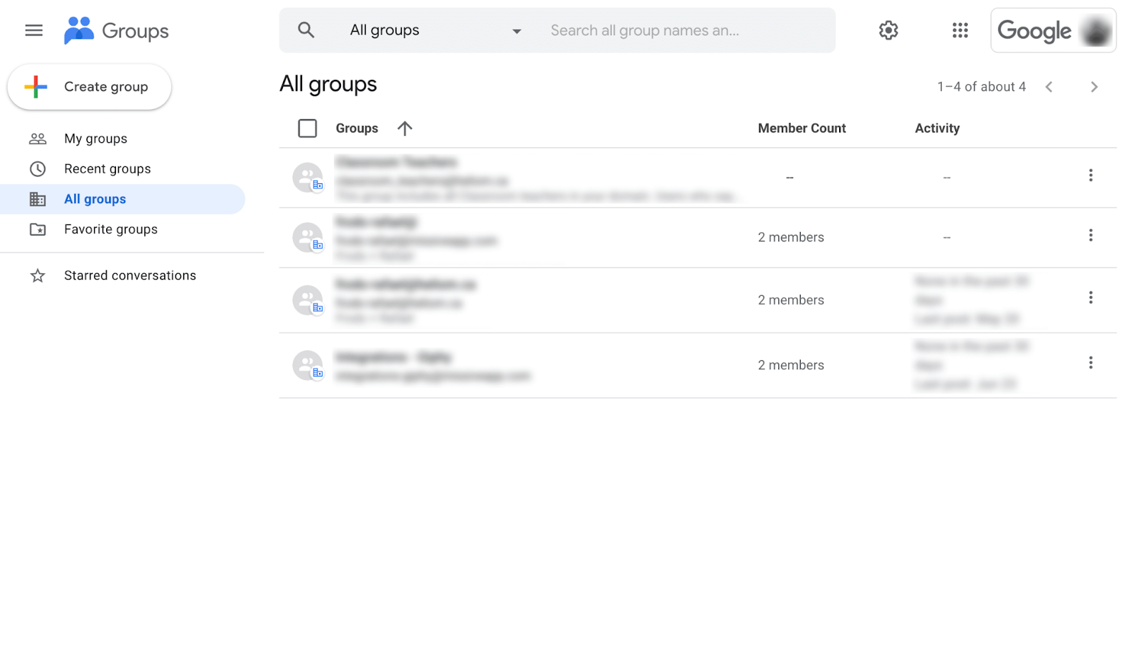 What a Google Group collaborative inbox looks like