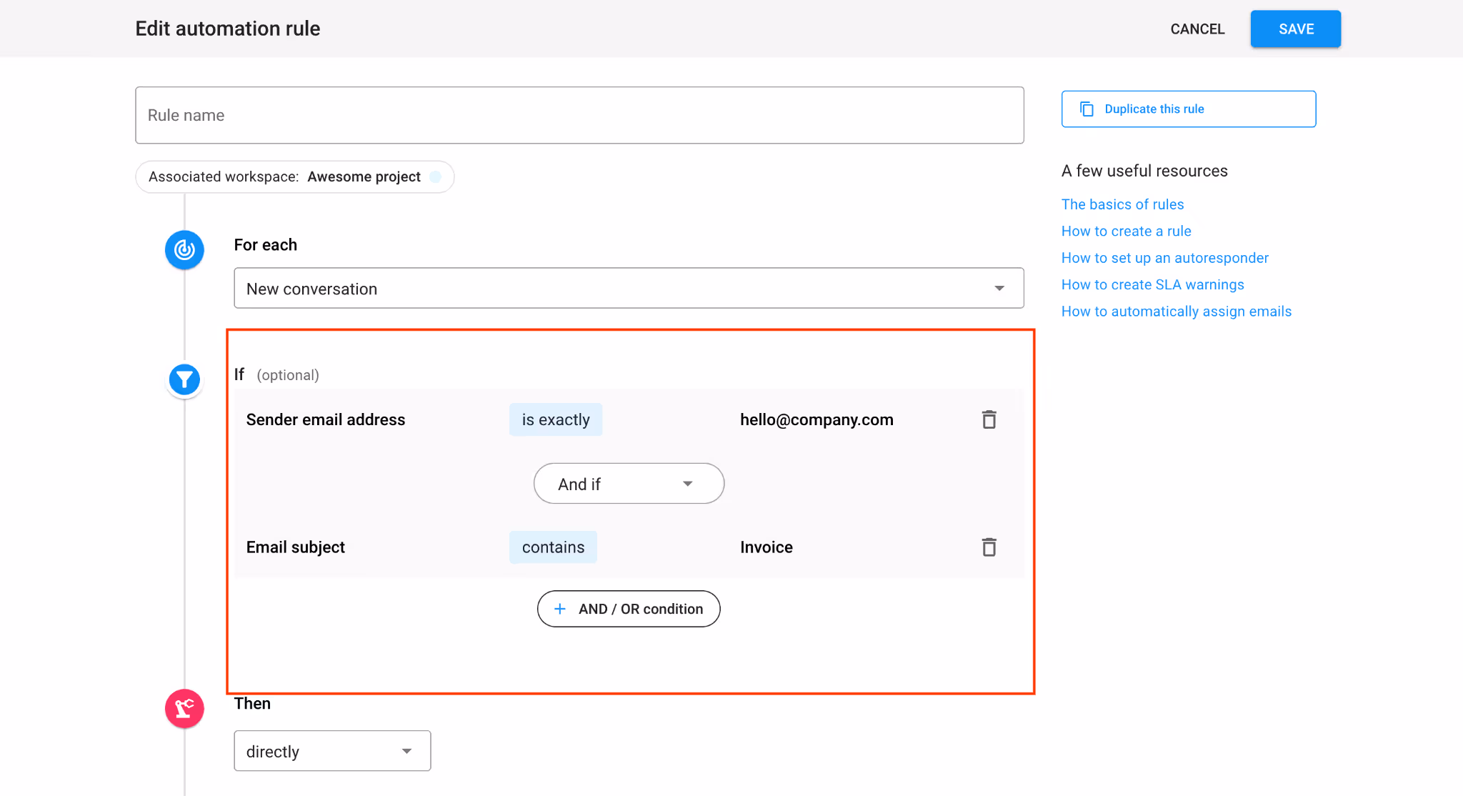 Smart email allows teams to preconfigure how to act on emails