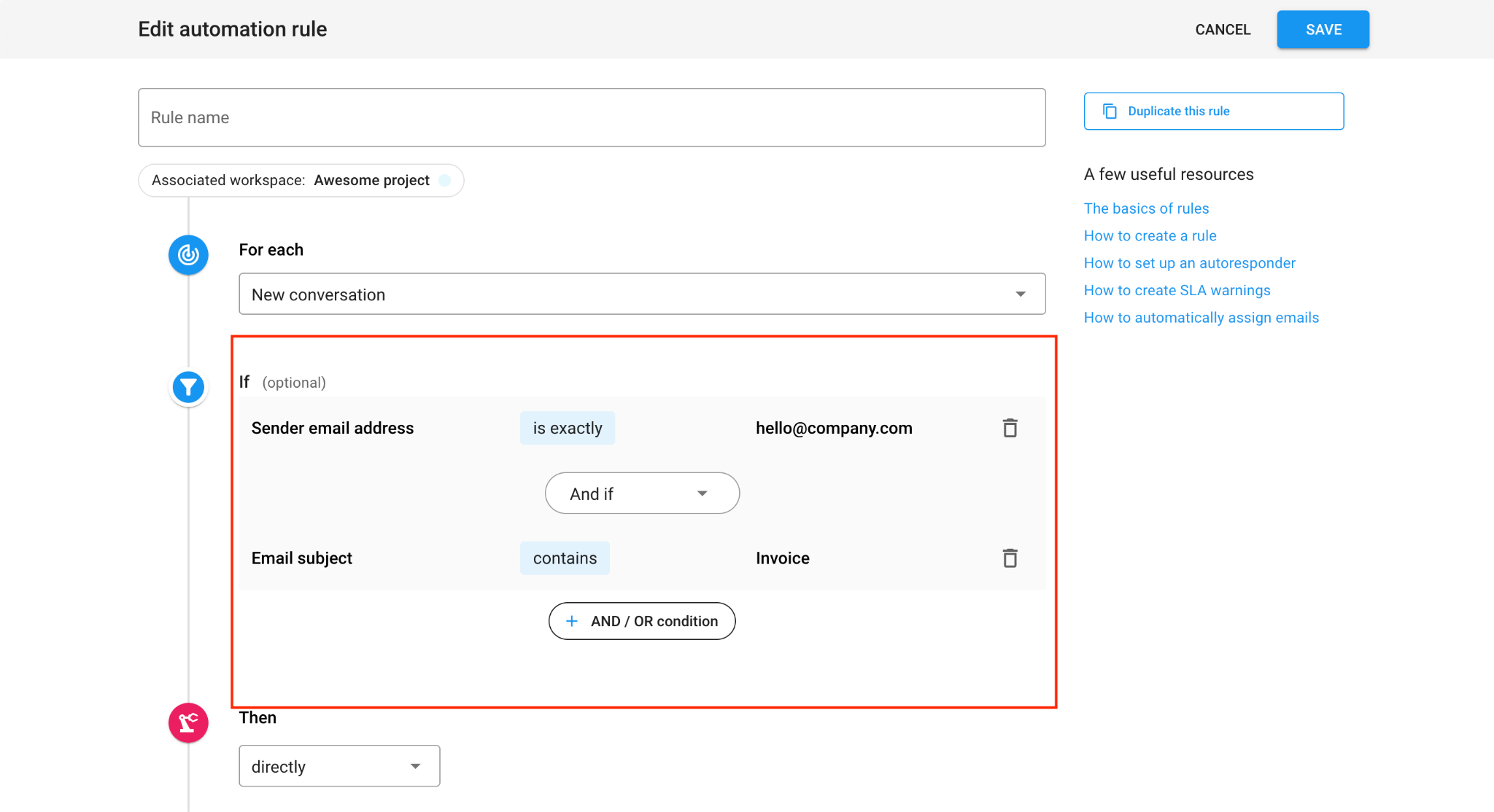 Smart email allows teams to preconfigure how to act on emails