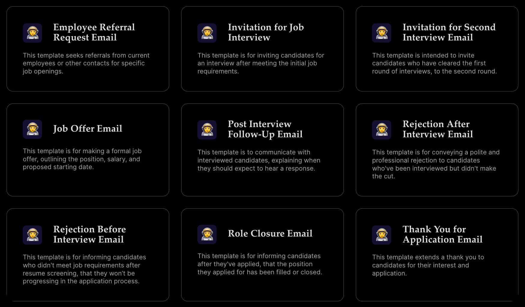 Email templates for recruitment auto-replies