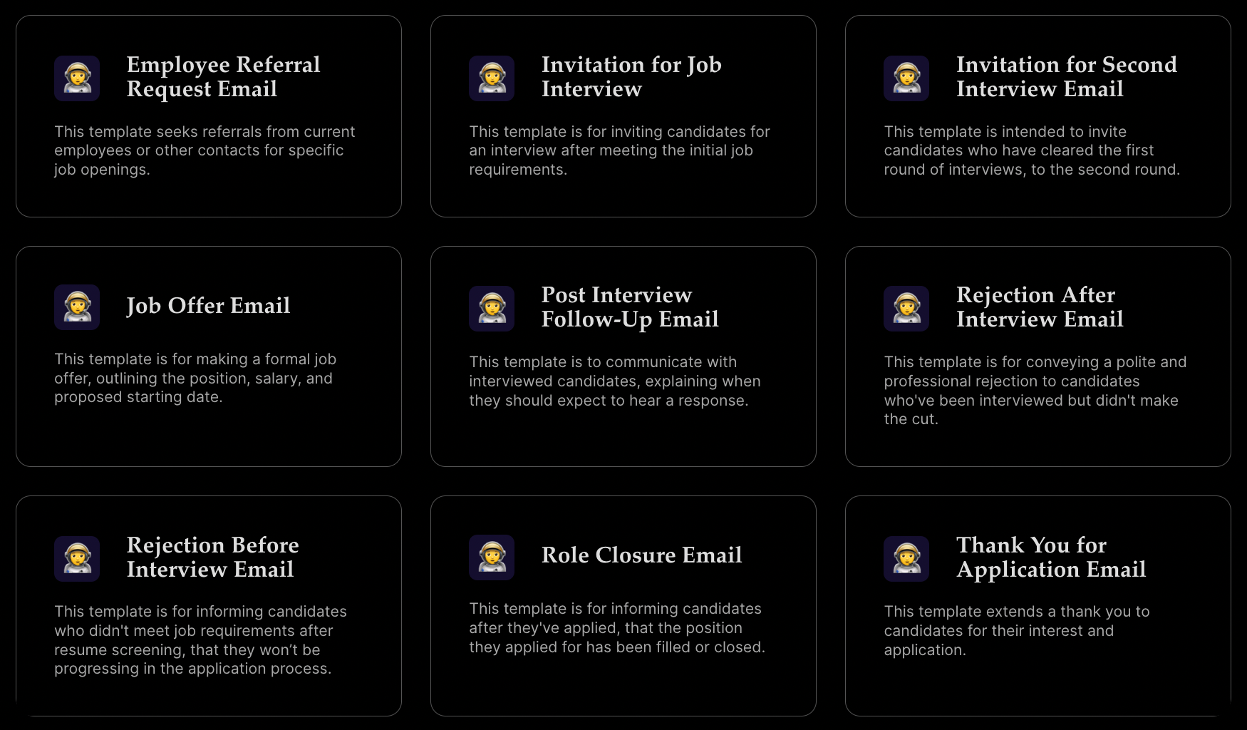 Email templates for recruitment auto-replies