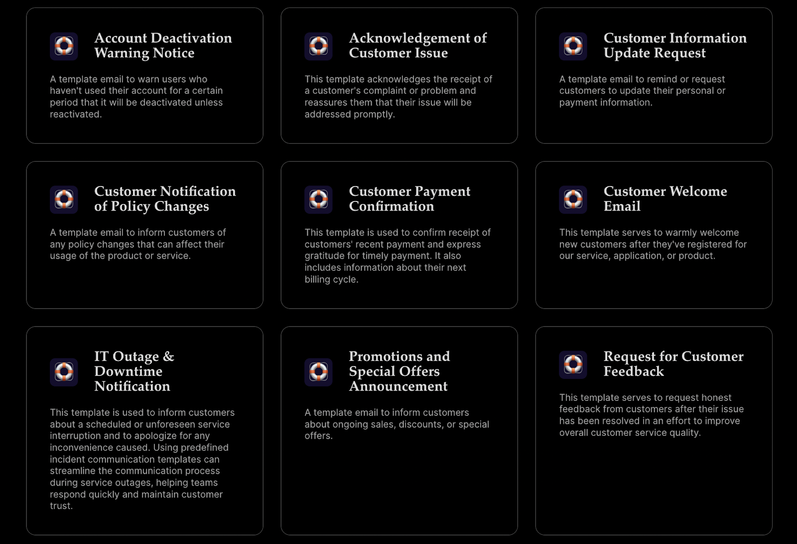 Customer support auto response email templates