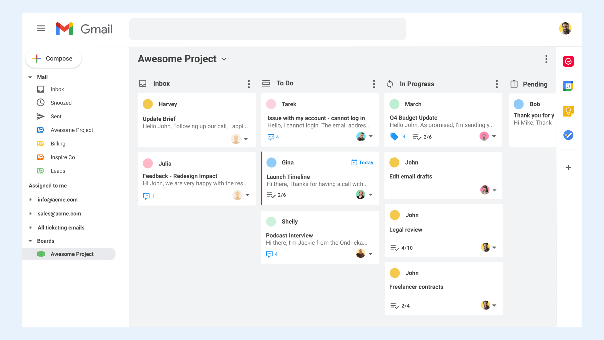 Kanban Board in Gmail
