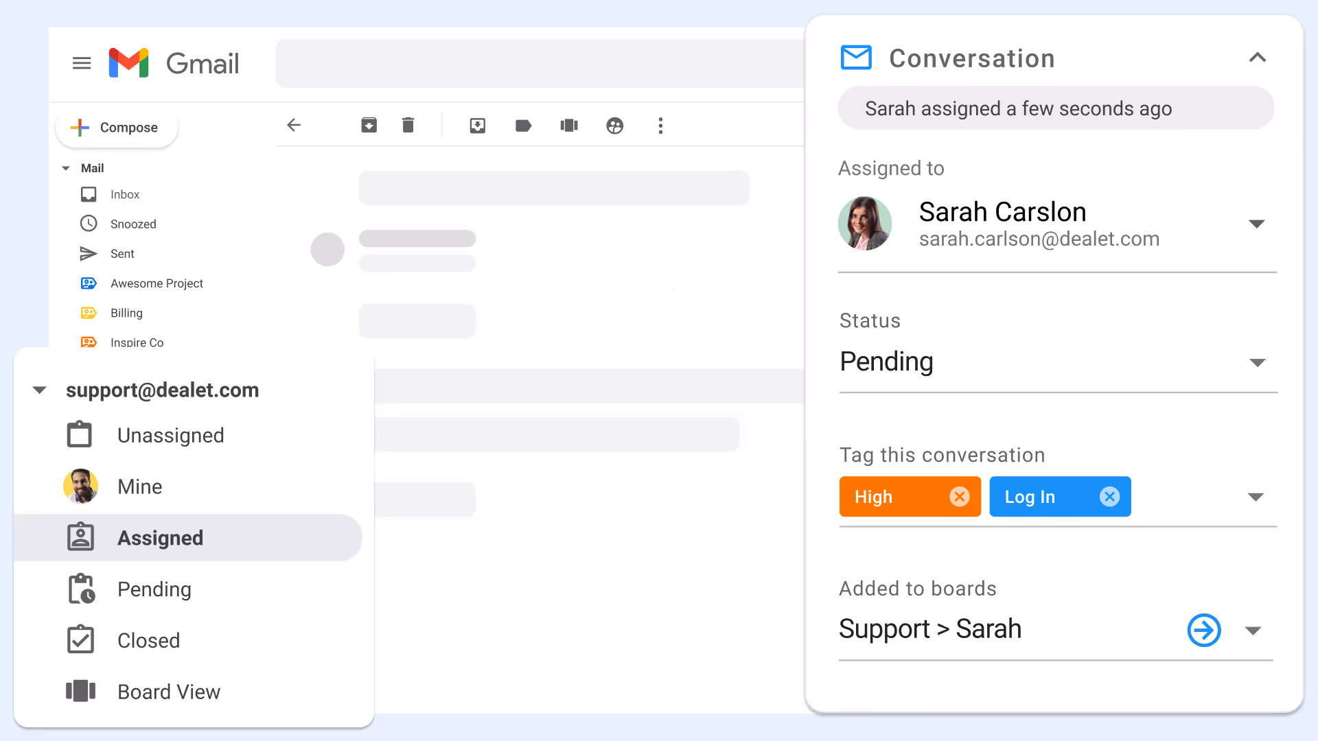 Email assignment in Gmail
