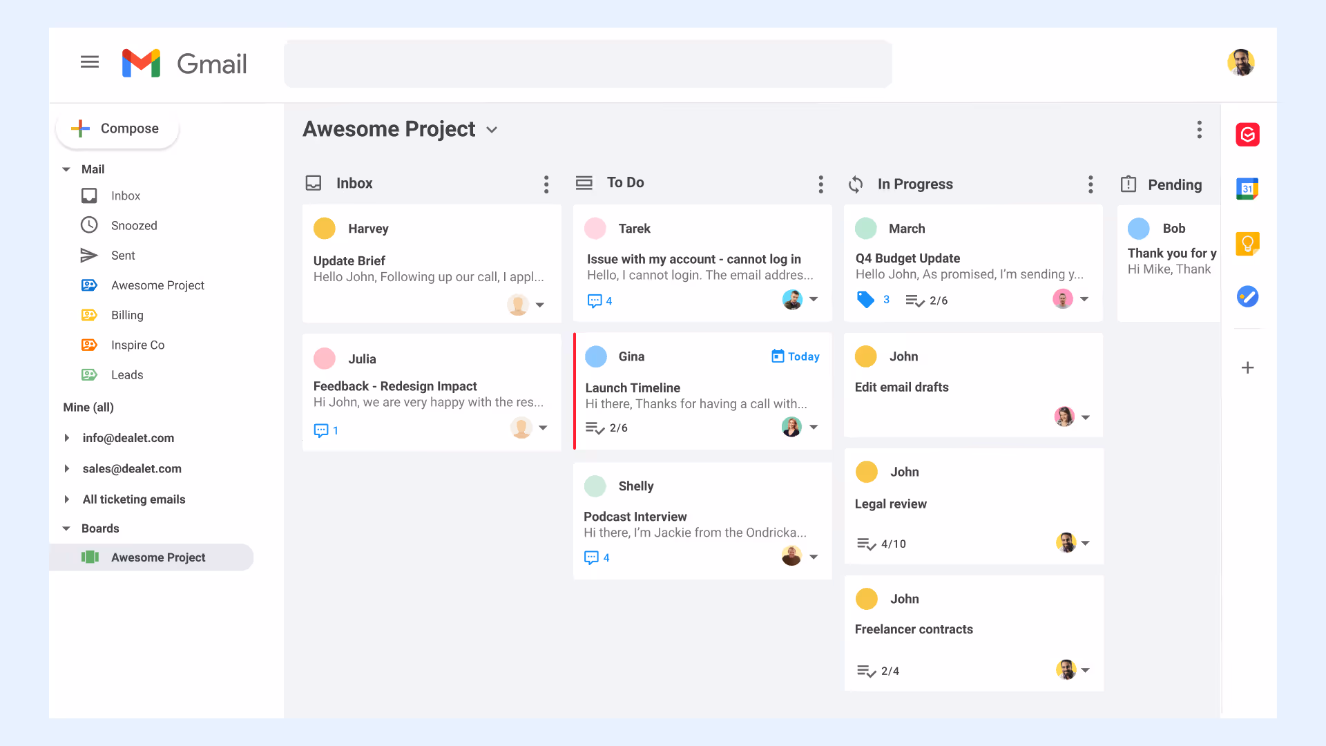 Kanban Board in Gmail