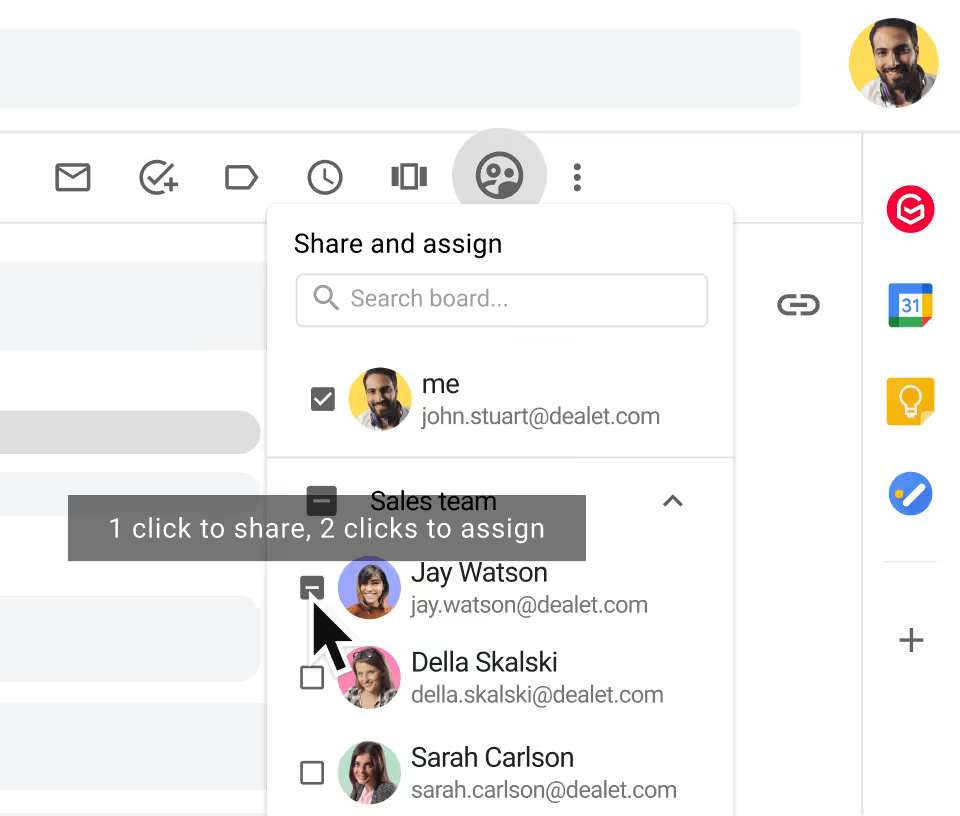 Easily assign an email to a team member