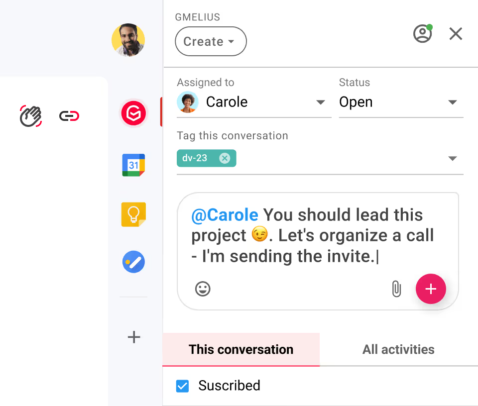 Email notes and @mentions improve collaboration