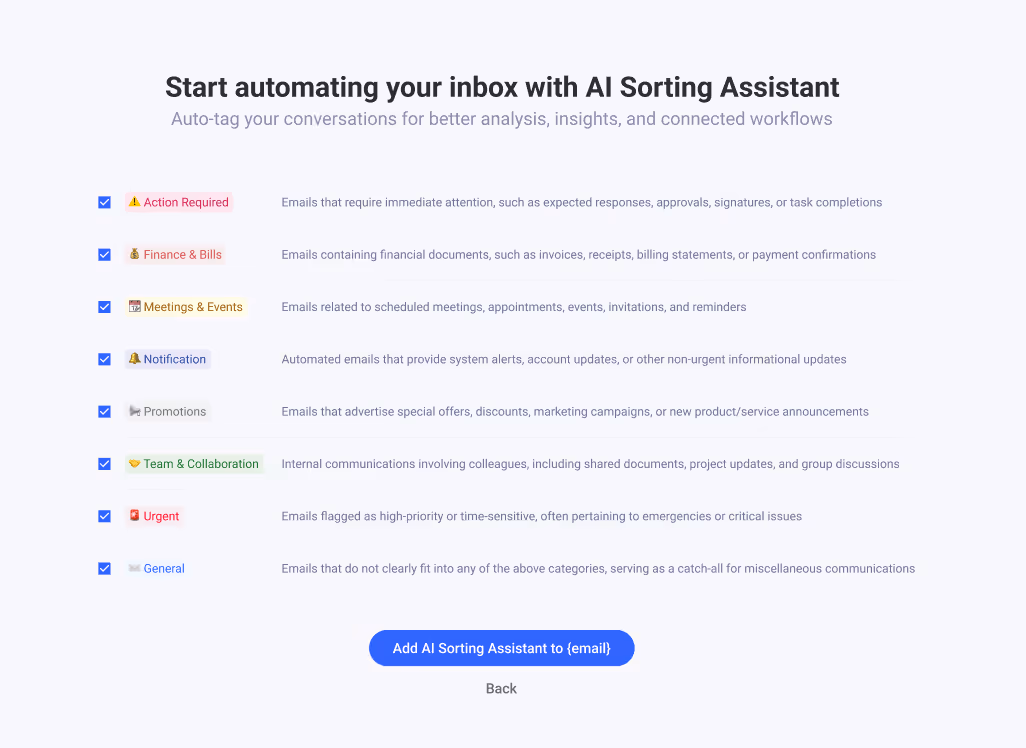 Automated AI tagging can apply prebuilt and custom tags to any message HR receives