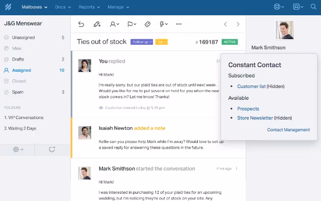 The Help Scout interface