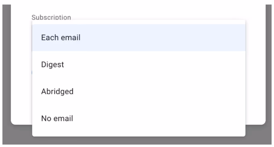 Google Group subscription options