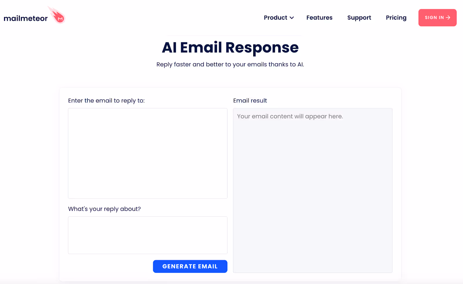 The Mailmeter AI email response generator