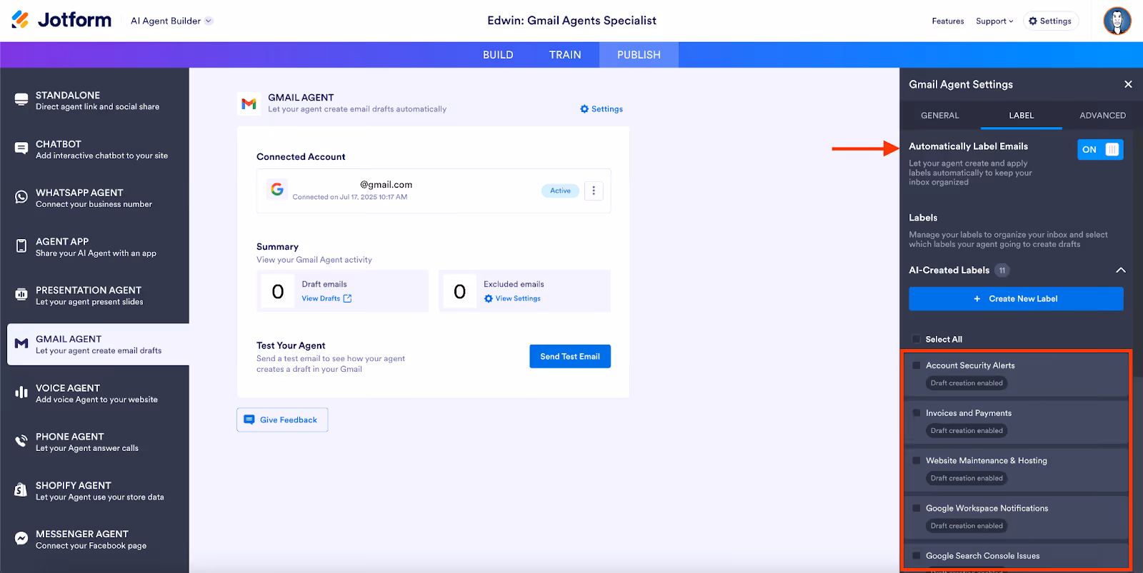 Through its new Gmail agent, Jotform writes AI responses to inquiries submitted through forms