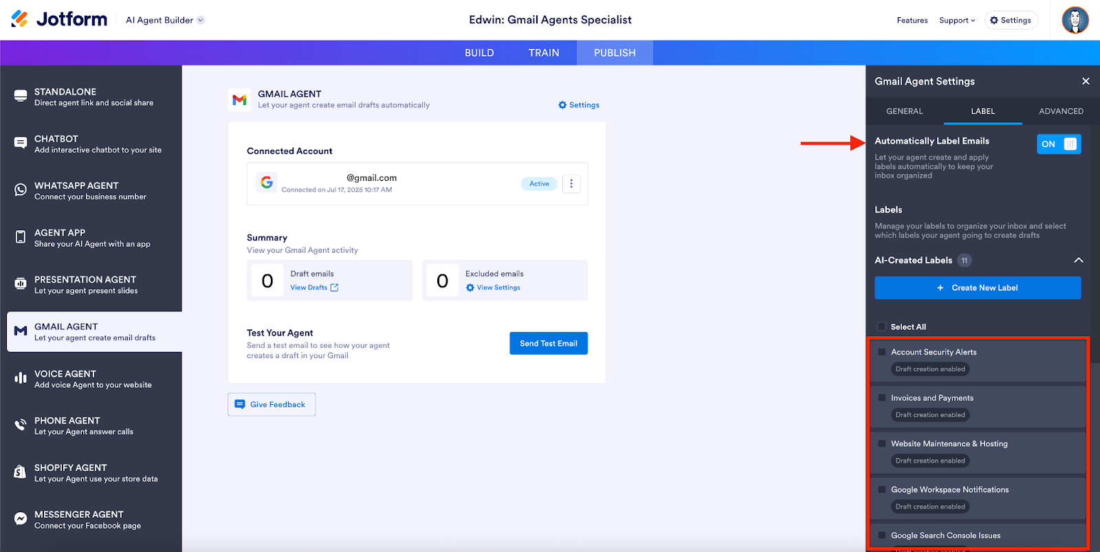 Through its new Gmail agent, Jotform writes AI responses to inquiries submitted through forms