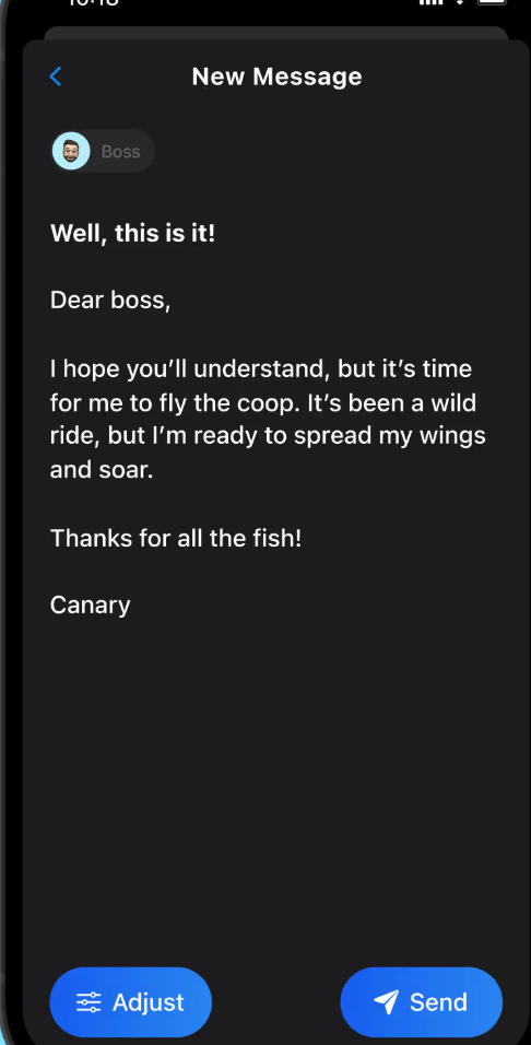 Canary Mail provides a simple but effective AI writer functionality