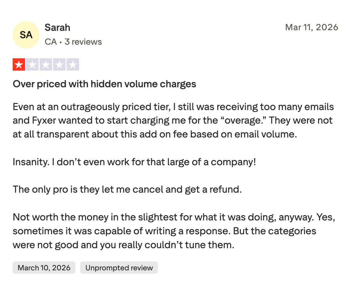 Fyxer customer review