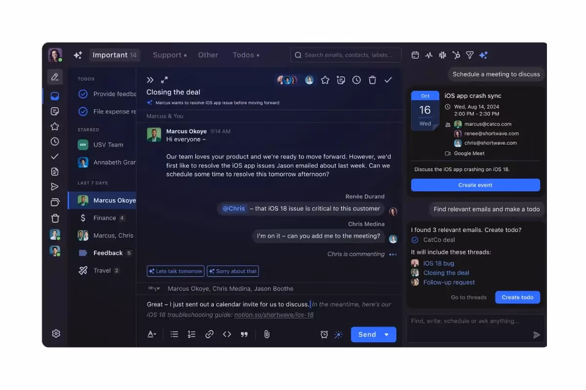 Shortwave's sleek, if cslightly cluttered, interface