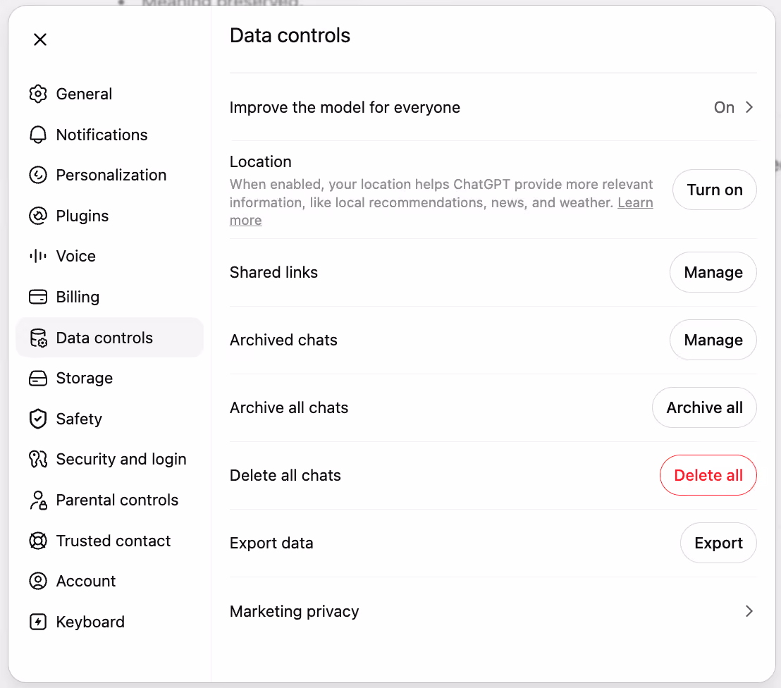 how to delete multiple ChatGPT conversations