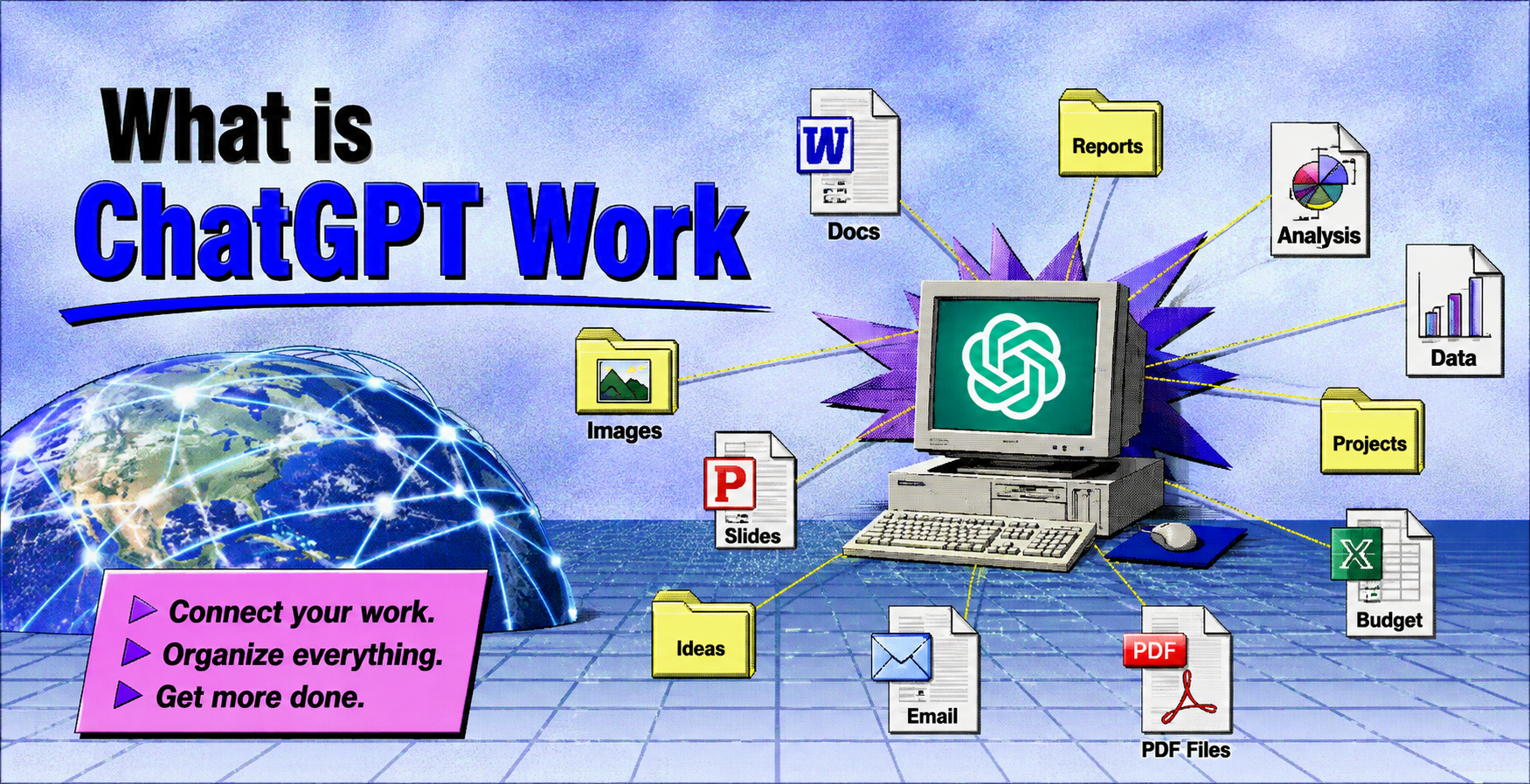 Select the 'Work' toggle in your desktop (free + paid) or web interface (paid) and provide the ChatGPT Work agent with a clear goal and any necessary reference files or templates to guide its automated task completion.
