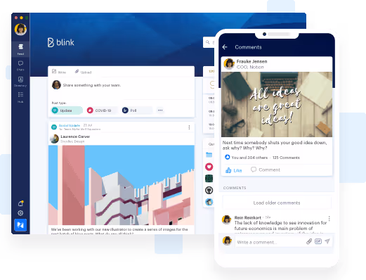 example of blink feed showing company updates