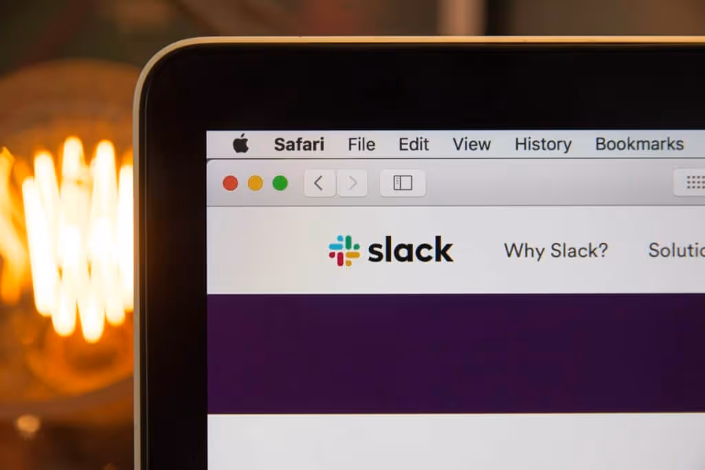 Close up of Slack on computer.