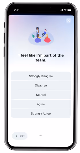 example question from annual employee engagement survey. 