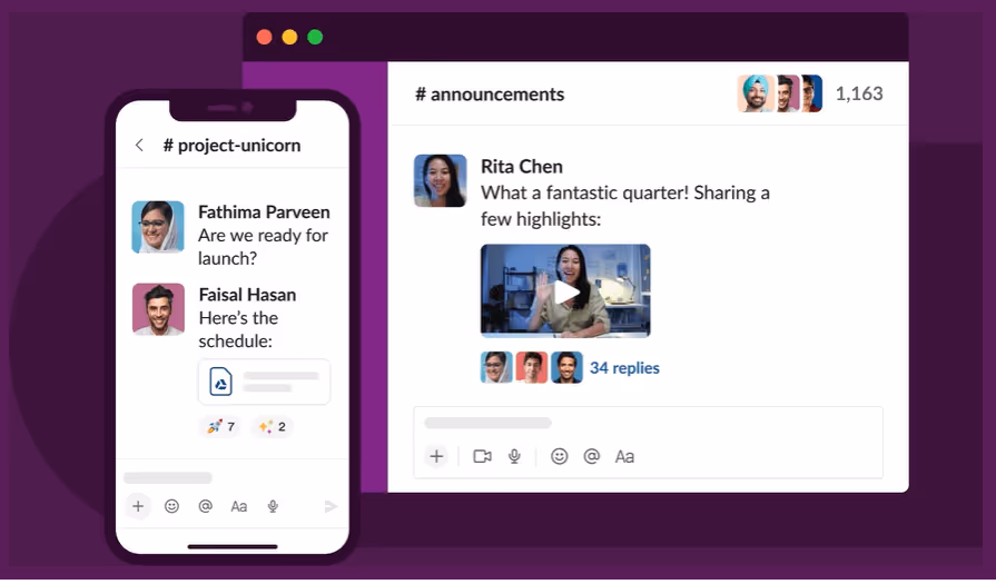 screenshot of slack interface